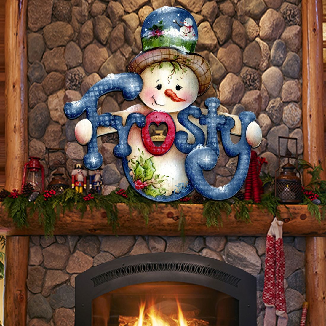Frosty Christmas Door Decor by Jamie Mills-Price - Christmas Santa Snowman Decor - 8457505H
