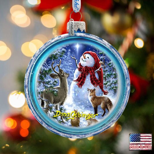 Starry Night Glass Ornament by D. Gelsinger - Christmas Santa Snowman Decor - 764-150-DG