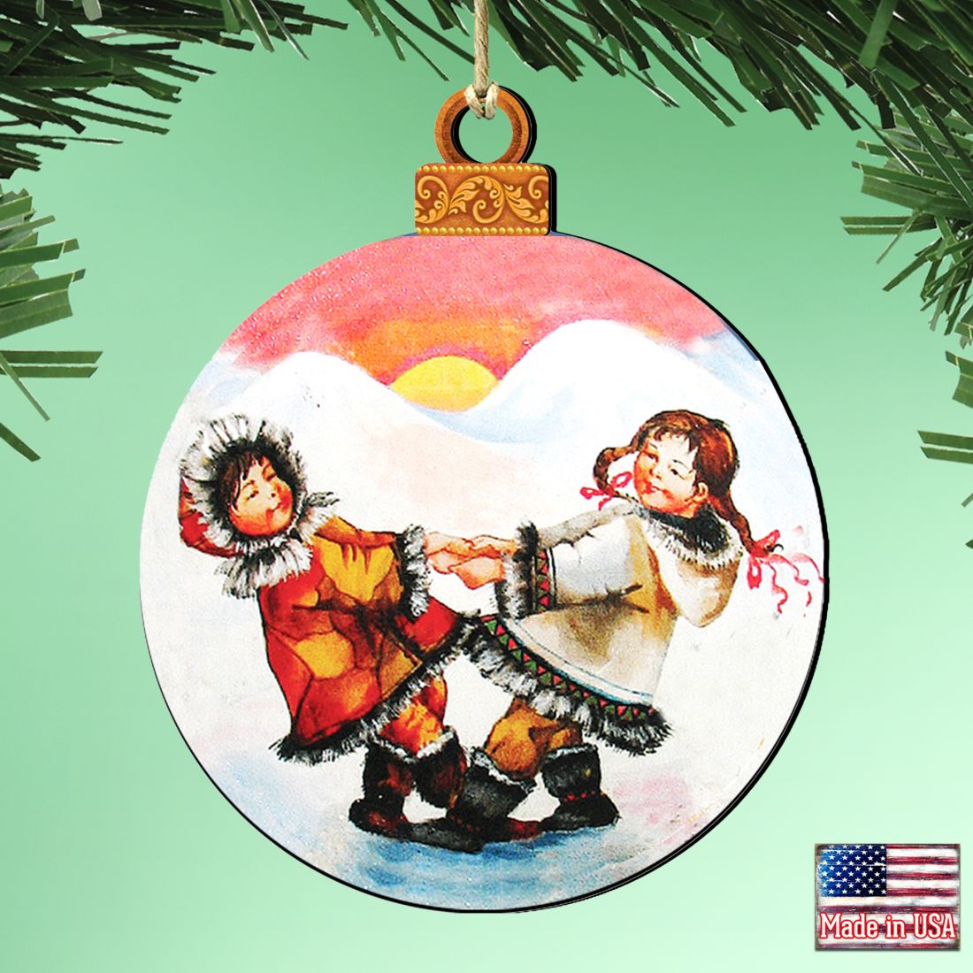 Arctic Friendship Wooden Ornaments by G. DeBrekht - Christmas Santa Snowman Decor - 8117420