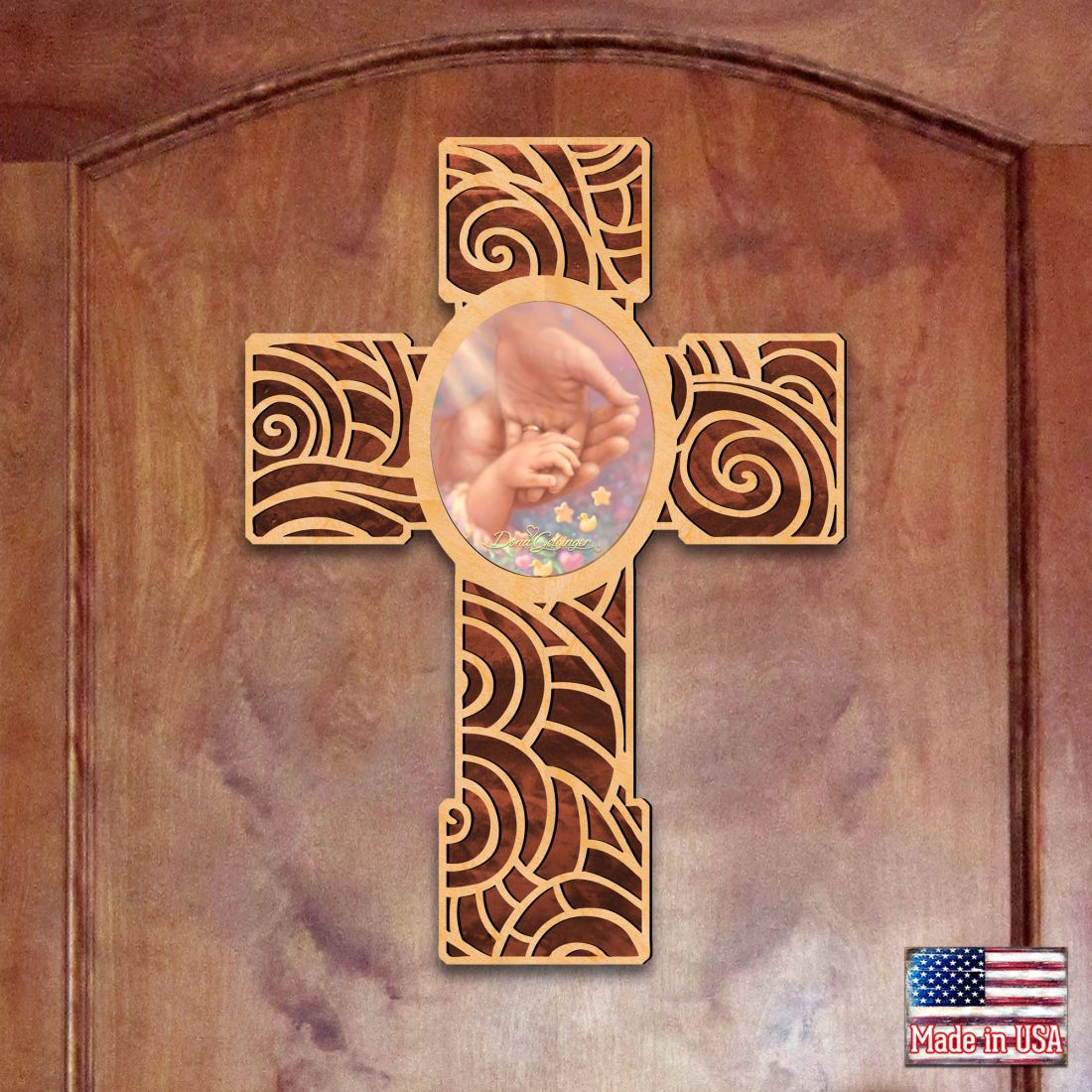 Baby Blessing Modern Wooden Cross by D. Gelsinger - Inspirational Icon Decor - 88284-DG