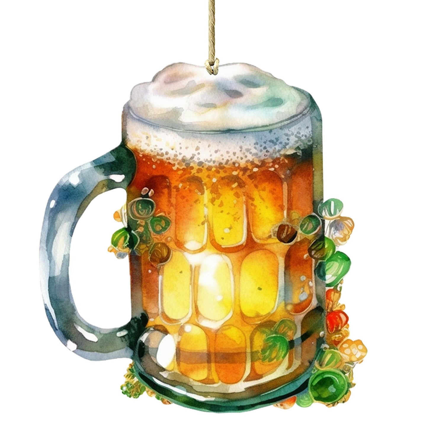 Irish Beer Mug Wooden Ornaments by G. DeBrekht Celtic St Patrick Decor - 8652775