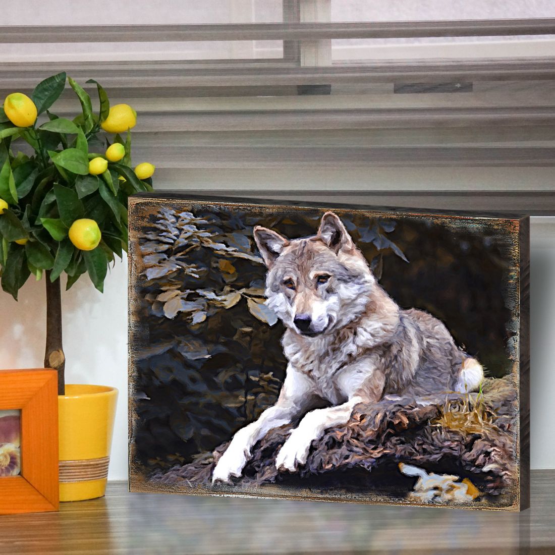 Wolf Art Wooden Wall Art by Nature Wonders - Nature Wildlife Decor  - 95287B