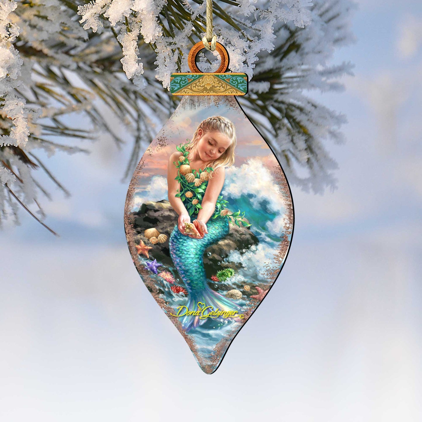 Princess of The Sea Cone Wooden Ornaments by Gelsinger - Coastal Holiday Decor - 8041112-1611
