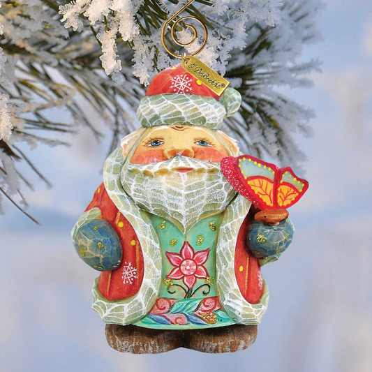 Spring Butterfly Santa Sculpted Hand-Painted Christmas Figurine by G. DeBrekht - Easter Spring Decor - 651826