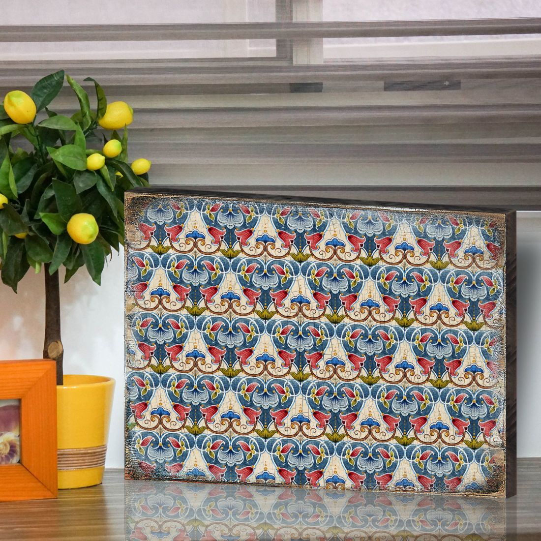 Ponty Wooden Wall Art by G. DeBrekht - Floral Ornamental Decor - 95020B