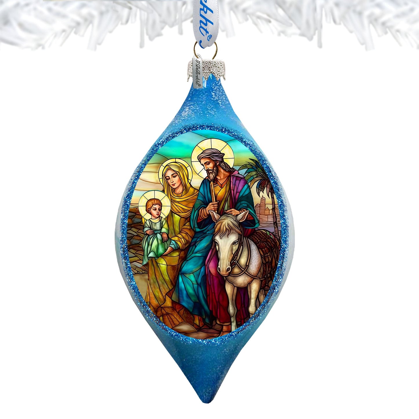 Holy Family Drop Glass Ornament by G. Debrekht - Nativity Holiday Decor - 757-054