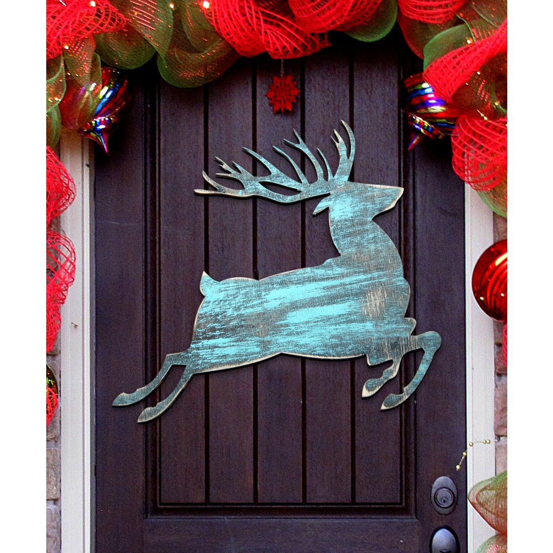 Rustic Prancing Deer Wildlife Door Decor - Wildlife Holiday Decor - 8198211-3H