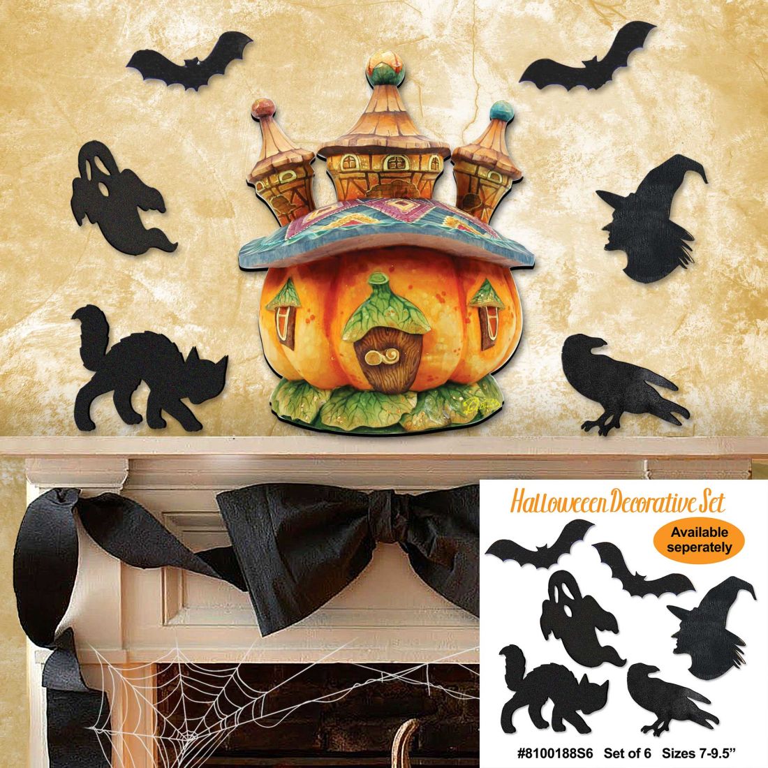 Pumpkin Castle Halloween Door Decor by G. DeBrekht - Thanksgiving Halloween Decor - 8158413H