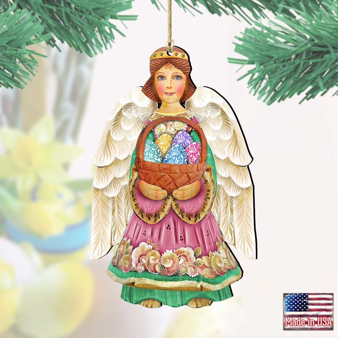 Easter Angel Wooden Ornaments by G. DeBrekht - Easter Spring Decor - 8154153