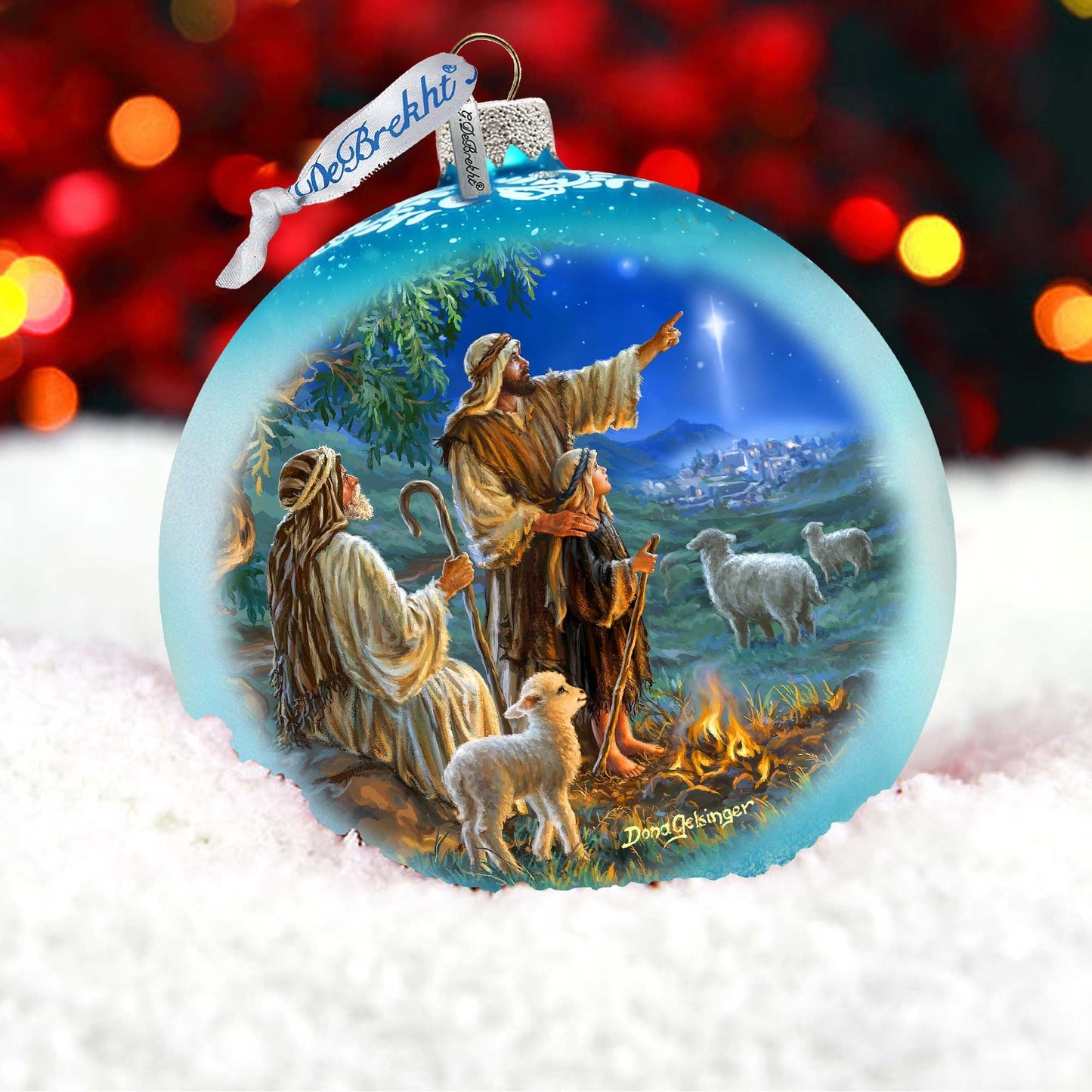 Shepherds Keeping Watch Lg Glass Ornament by D. Gelsinger - Nativity Holiday Decor - 73954