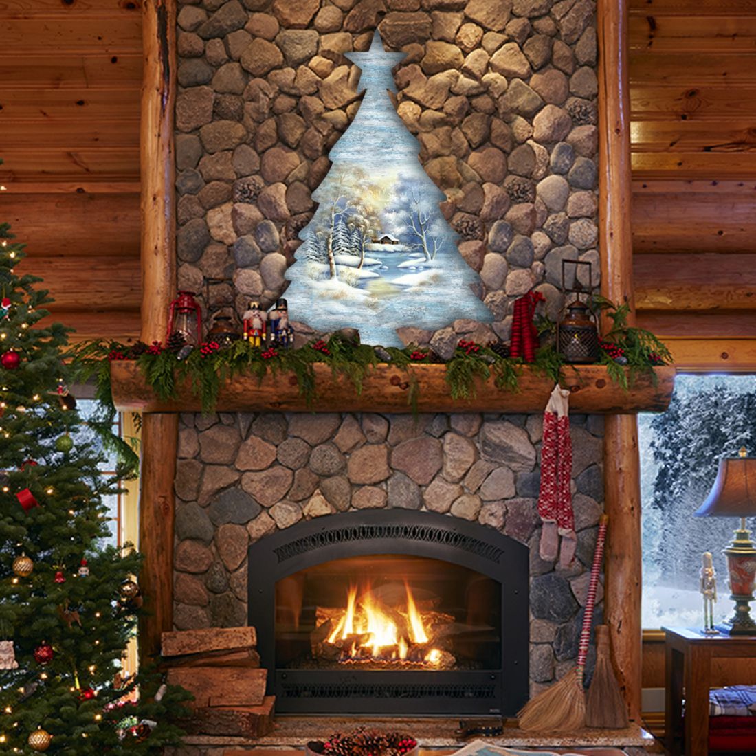 Winter Tree Wildlife Door Decor - G. DeBrekht - Wildlife Holiday Decor - 8198812H