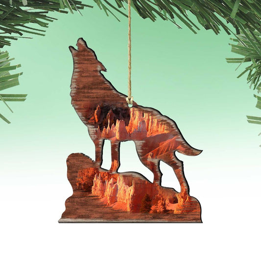 Howling Wolf Wooden Ornaments by Nature Wonders - Wildlife Holiday Decor - 8198227-3