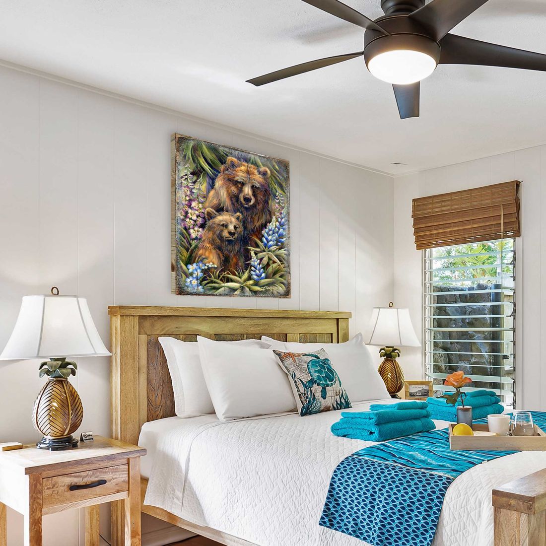 Grin & Bear it Grizzly Mother & Cub Wooden Wall Art by J. Bergsma - Nature Wildlife Decor  - 8592947BP-JB