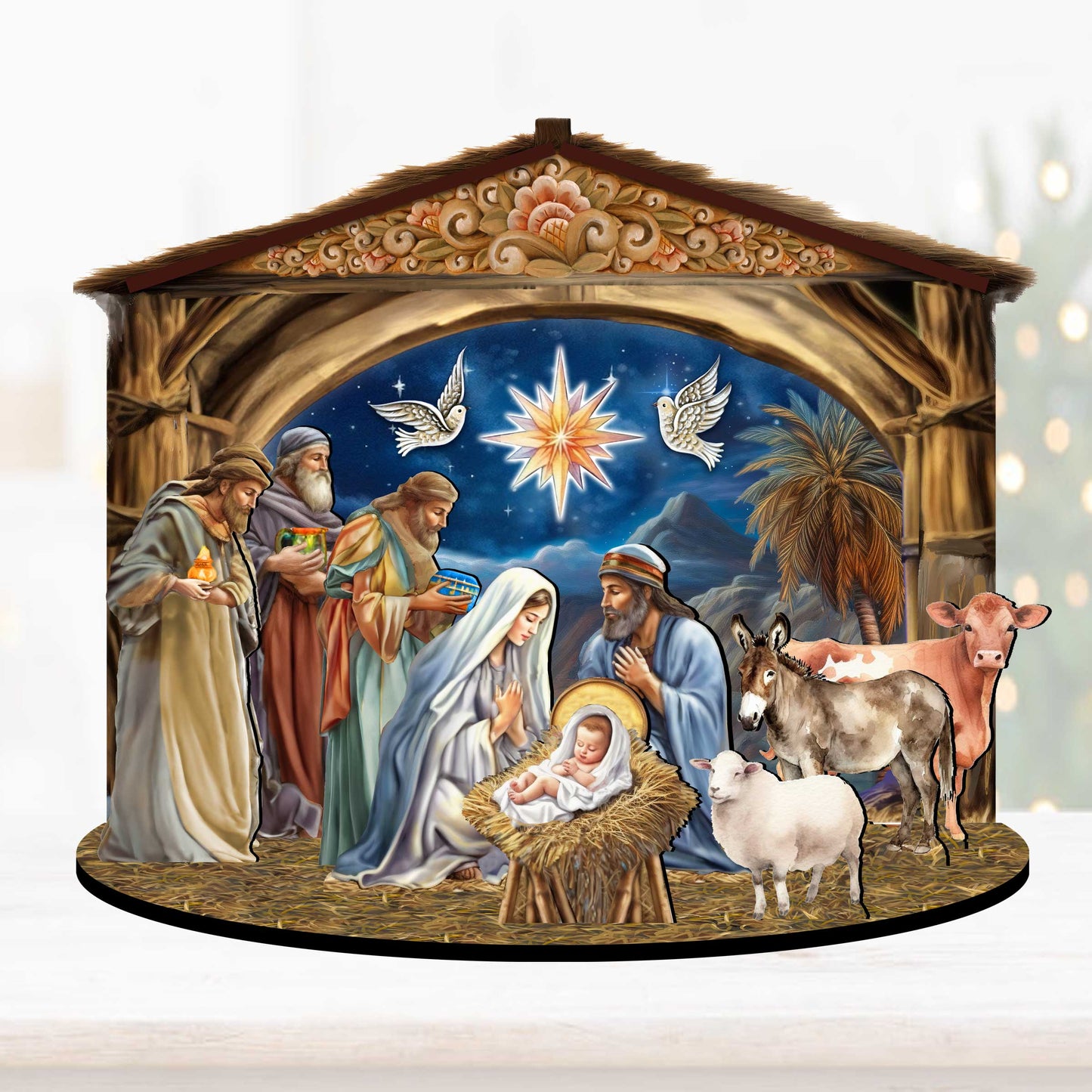 The Birth of Jesus Nativity Scene Decorative Village Set by G. Debrekht Nativity Holiday Decor - 852761