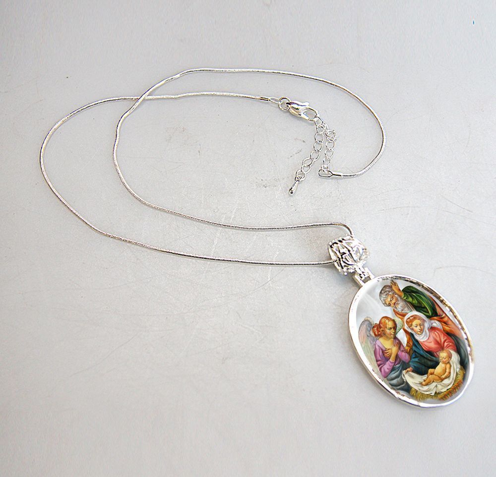 The Holy Family Silver Plated Mother of Pearl Necklace - 43020