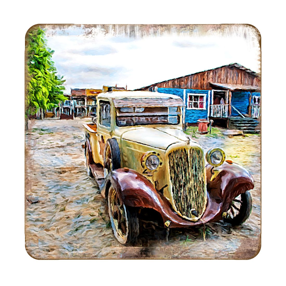 Car Coastal Wooden Cork Coasters Gift Set of 4 by Nature Wonders - Coastal Sea-Life Decor - 95353C-S4