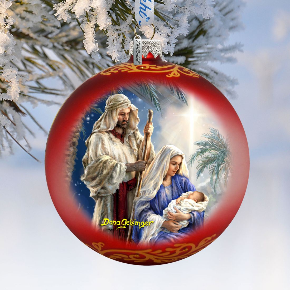 Holy Night Glass Ornament Limited Edition by D. Gelsinger - Nativity Holiday Decor - 73894R-DG