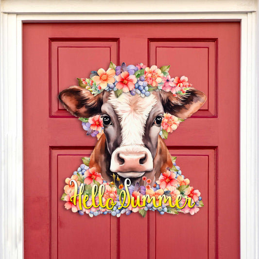 Front door welcome sign Hello Summer Front porch Summer wreath Main entrance banner Flowers Welcome sign - Wooden front porch decor - 933111H