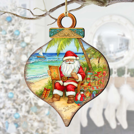 Beach Themed Ornaments - Santa's Artistry Wooden Ornaments by G. Debrekht Coastal Holiday Decor - 8688184