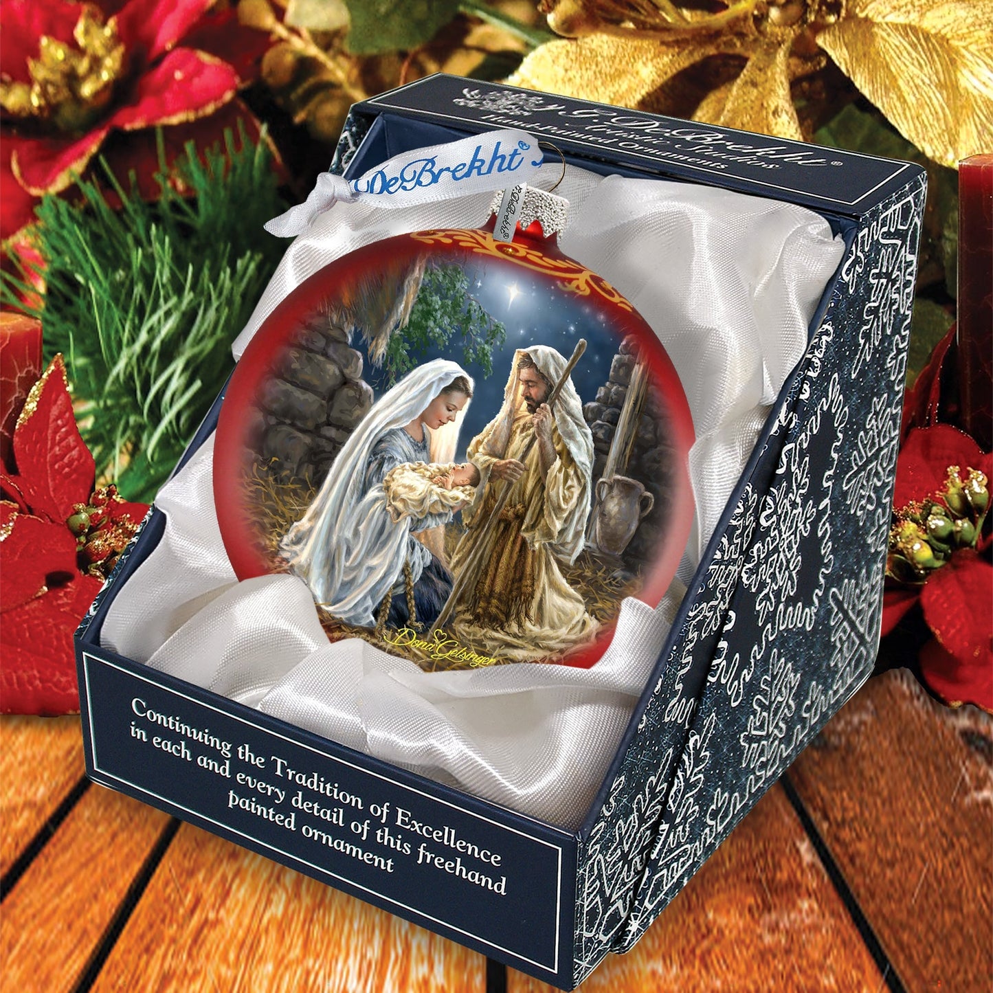 Glory to God in Red Glass Ornament by D. Gelsinger Nativity Holiday Decor - 71156-1722R