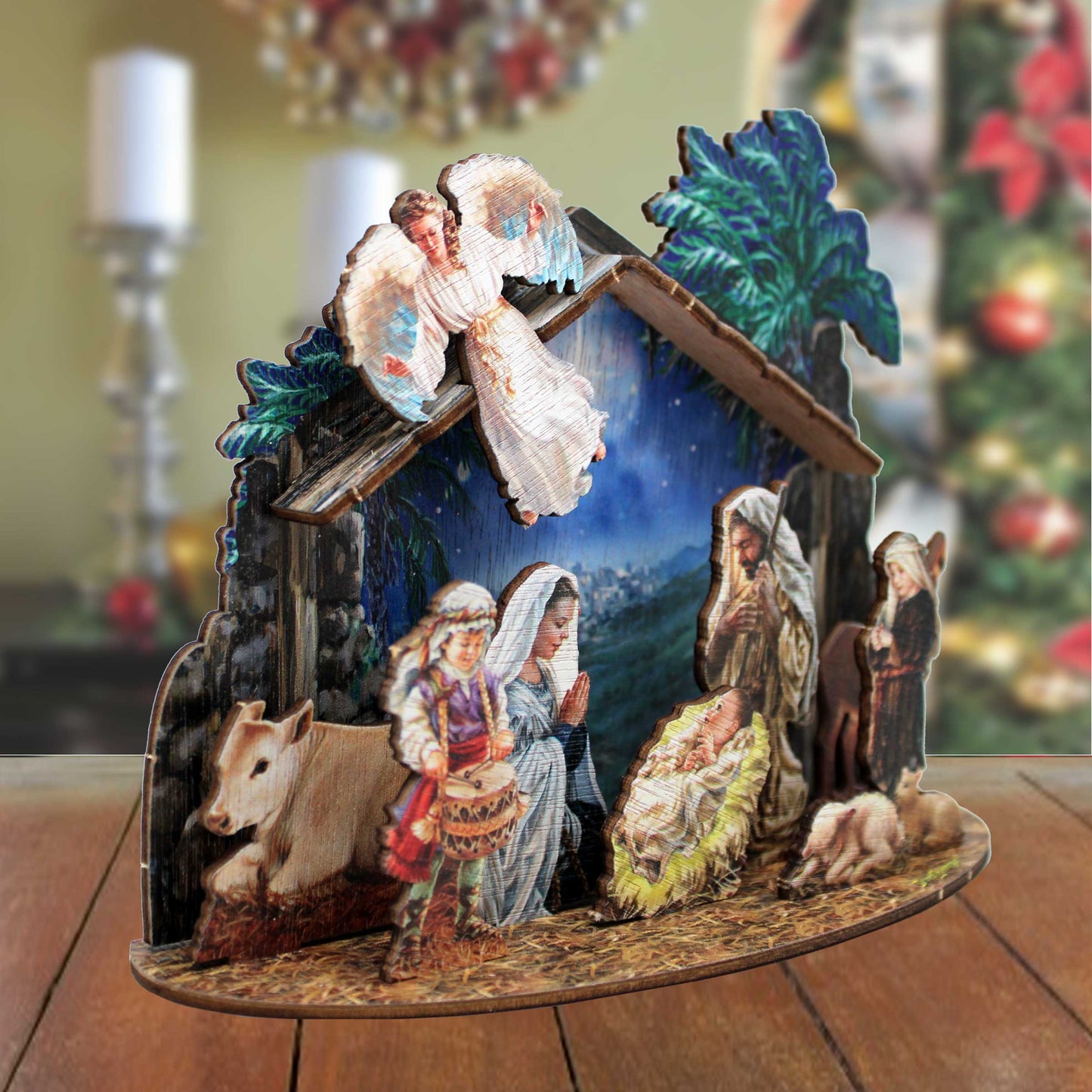 Nativity with Angel Decorative Village Set by D. Gelsinger Nativity Holiday Decor - 852760