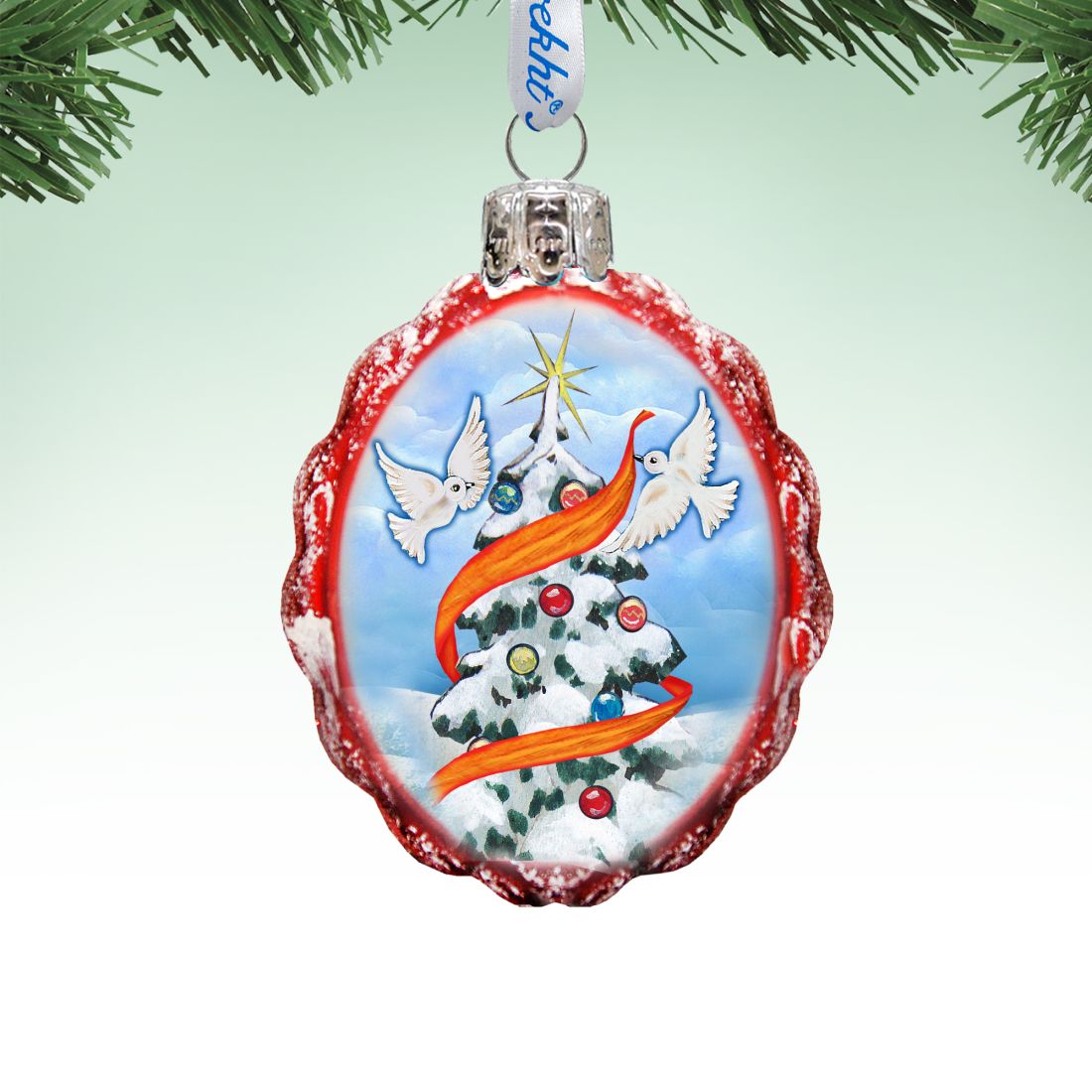 Dove Tree of Piece Mercury Glass Ornament by G. DeBrekht - Christmas Decor - 777316