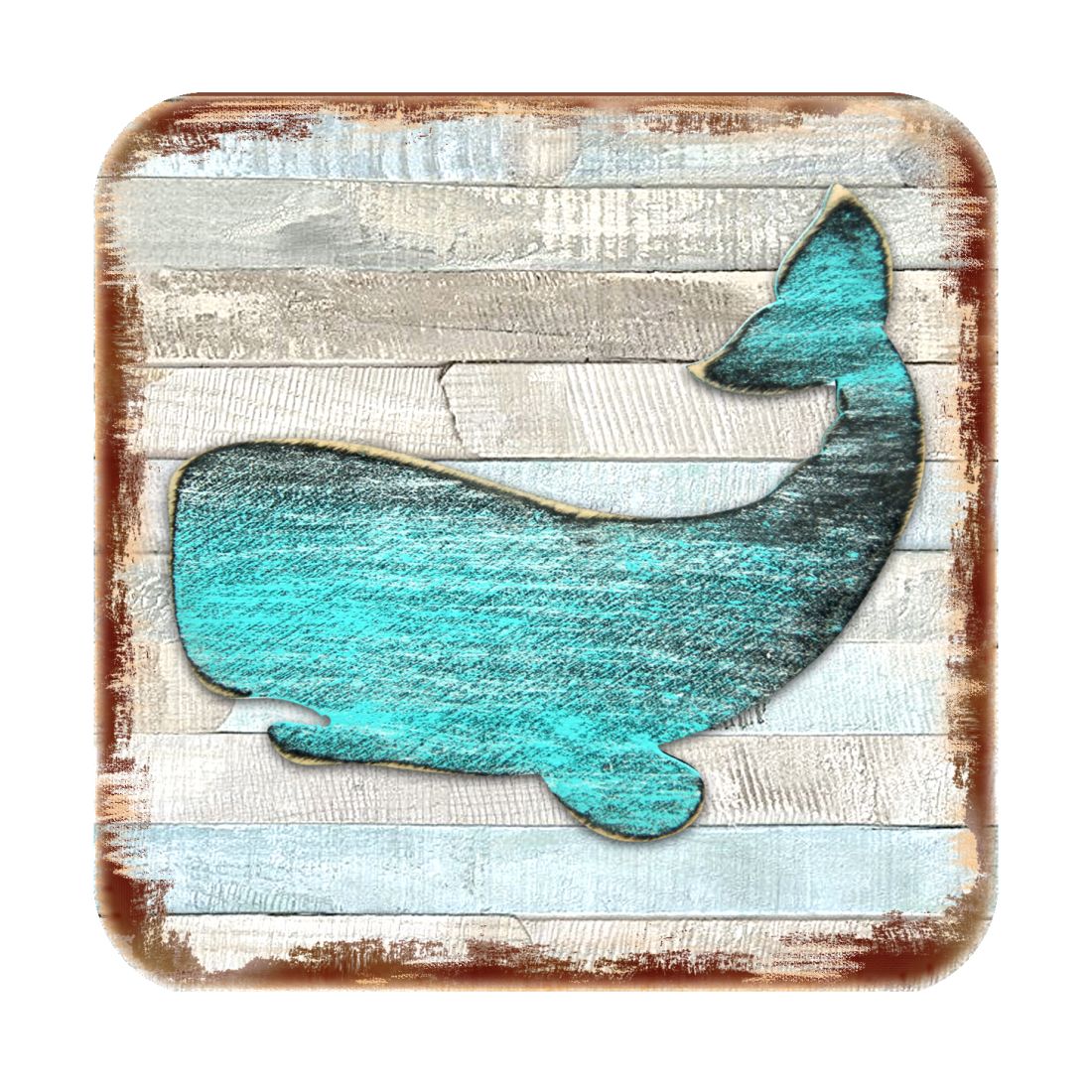 Humpback Whale Coastal Wooden Cork Coasters Gift Set of 4 by Nature Wonders - Coastal Sea-Life Decor - 8198516-2-9C-S4