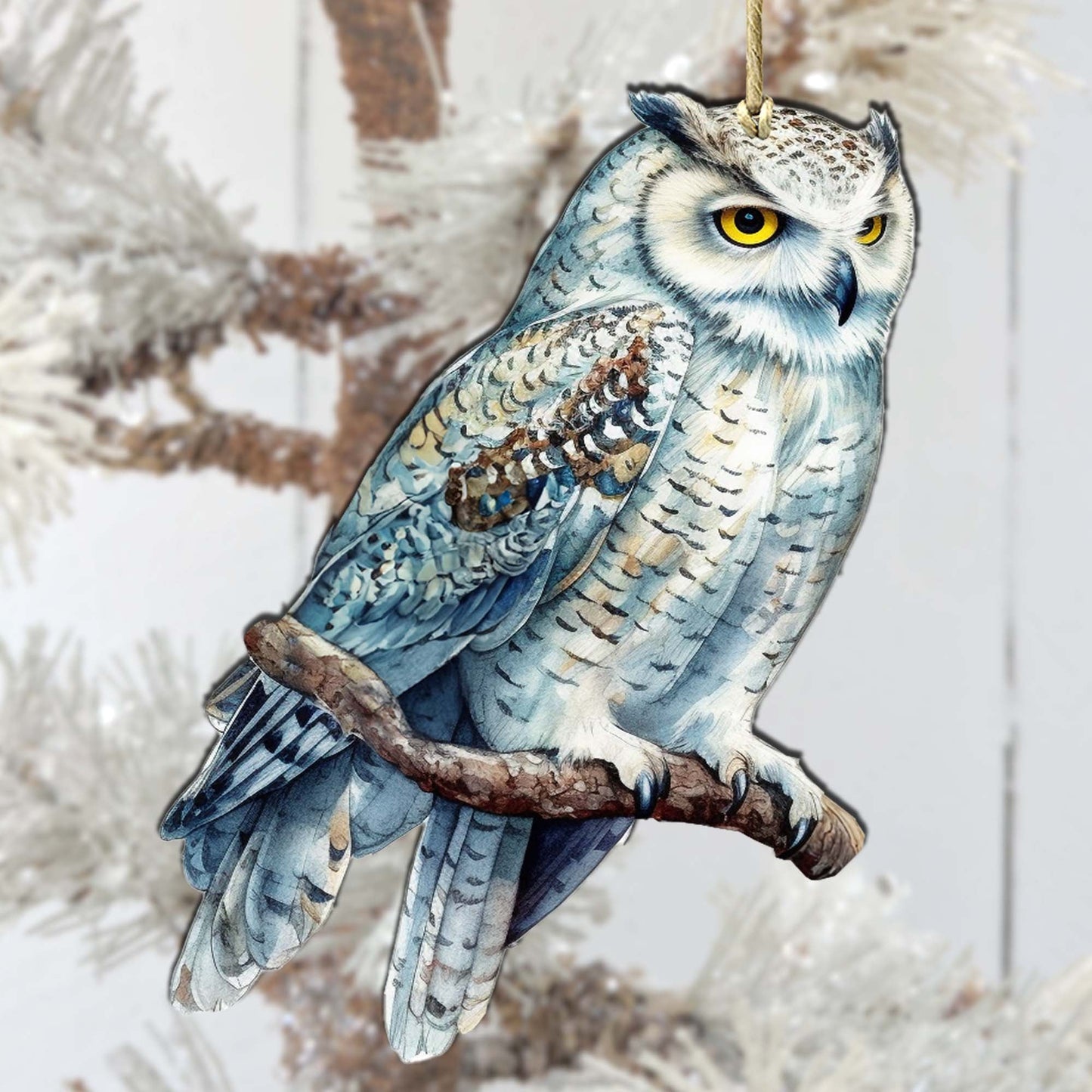 Alaskan Snowy Owl Wooden Ornaments by G.Debrekht - Wildlife Holiday Decor - 8710004-5