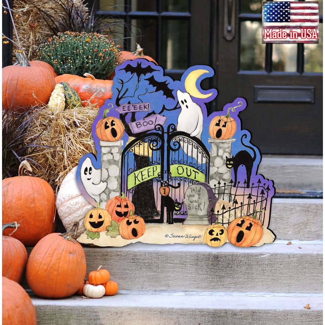 Halloween Scene Door Decor by Susan Winget - Thanksgiving Themed Halloween Decor - 8471205H-SW