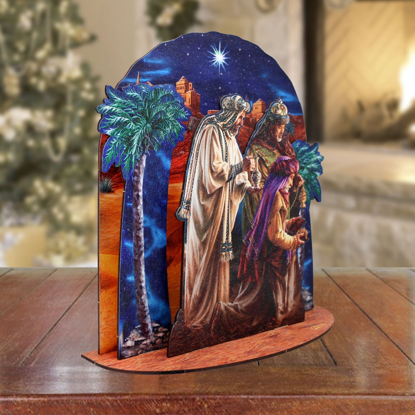 Three Kings Decorative Village Set Art by D. Gelsinger - Nativity Holiday Decor - 852765