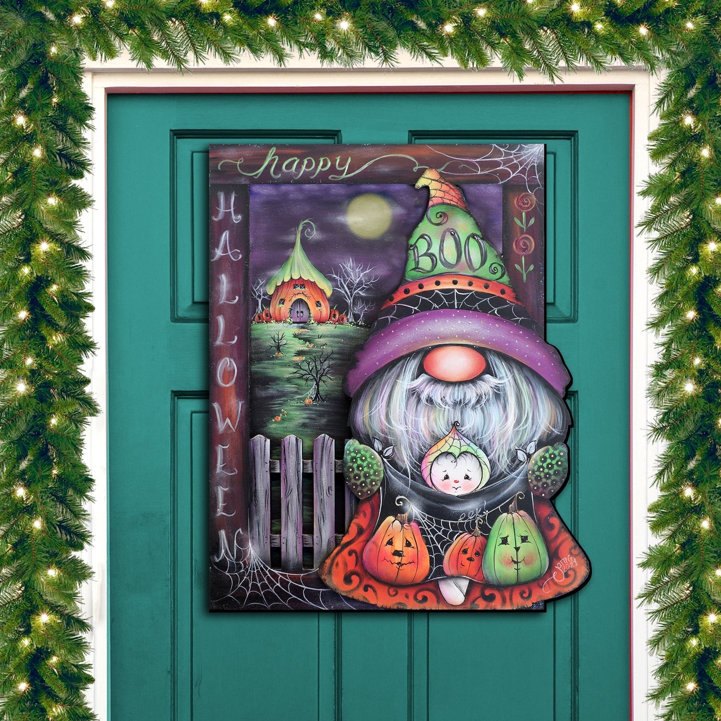 Boo Halloween Gnome Holiday Door Decor by Jamie Mills-Price - Halloween Decor - 8611077H-MP
