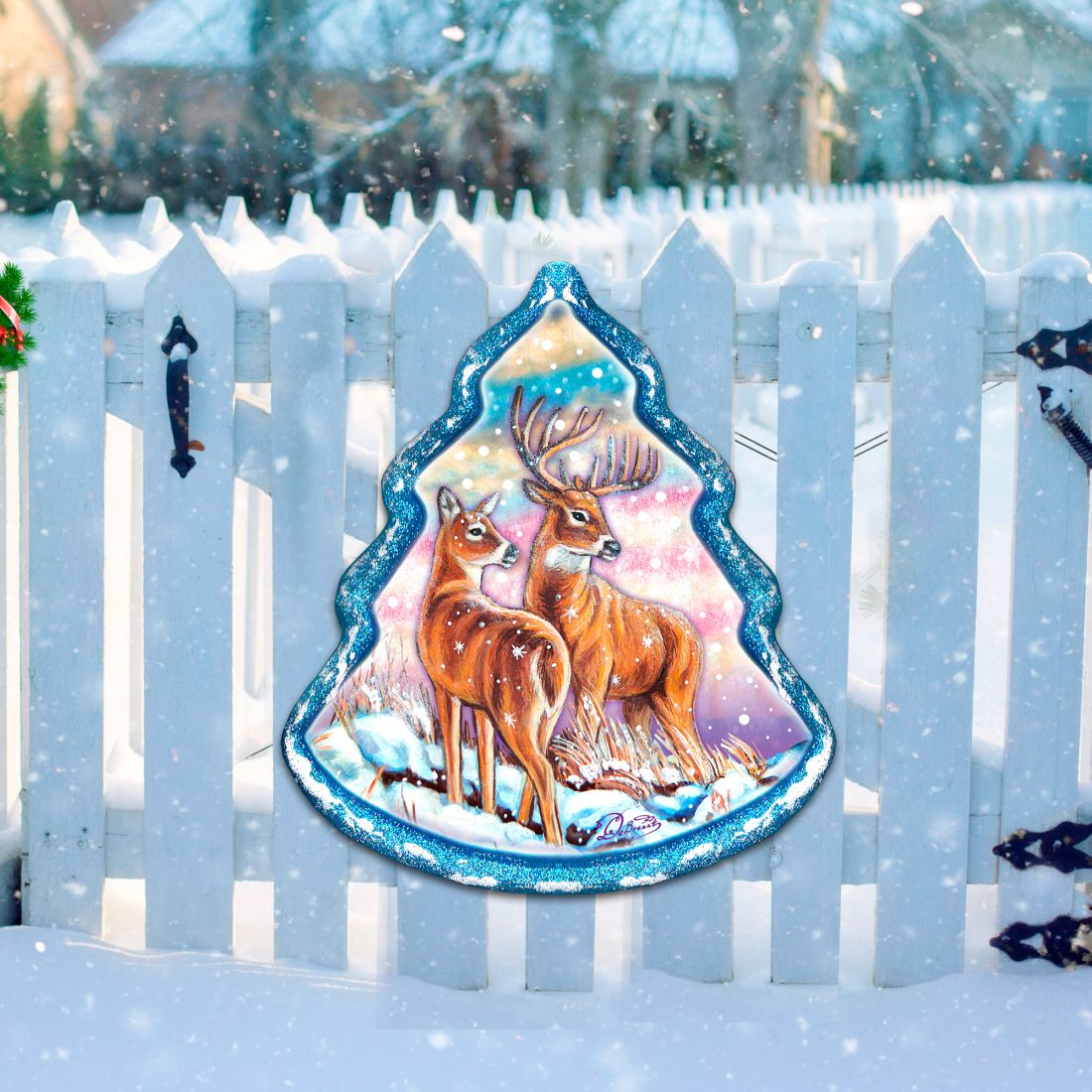 Reindeer Tree Wildlife Door Decor - G. DeBrekht - Wildlife Holiday Decor - 8176229H