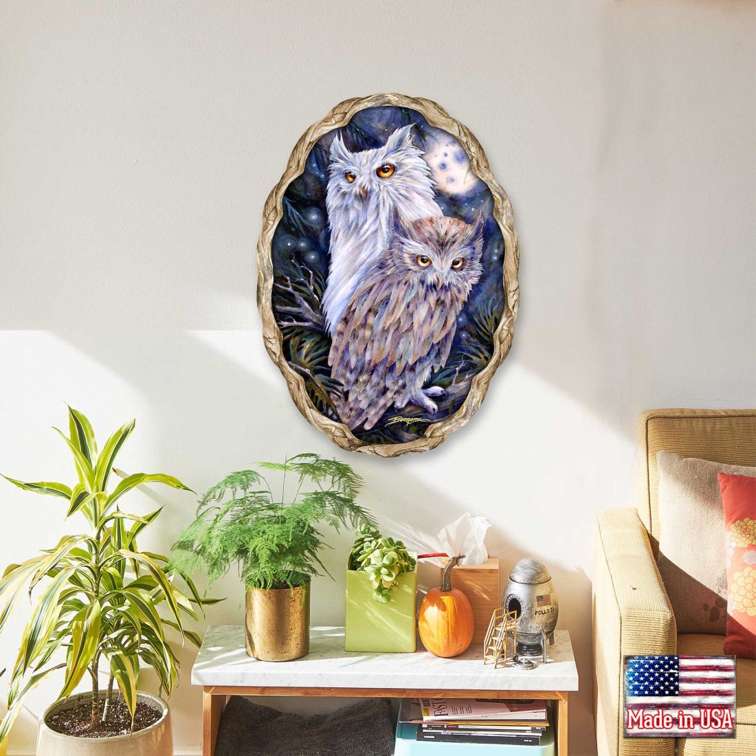 Night Watch Owls Wildlife Wall Art - J. Bergsma - Wildlife Holiday Decor - 8591902W-JB