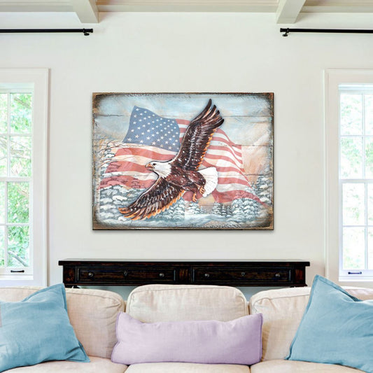 American Eagle Art Wooden Wall Art by Nature Wonders - American Patriotic Decor - 95221B