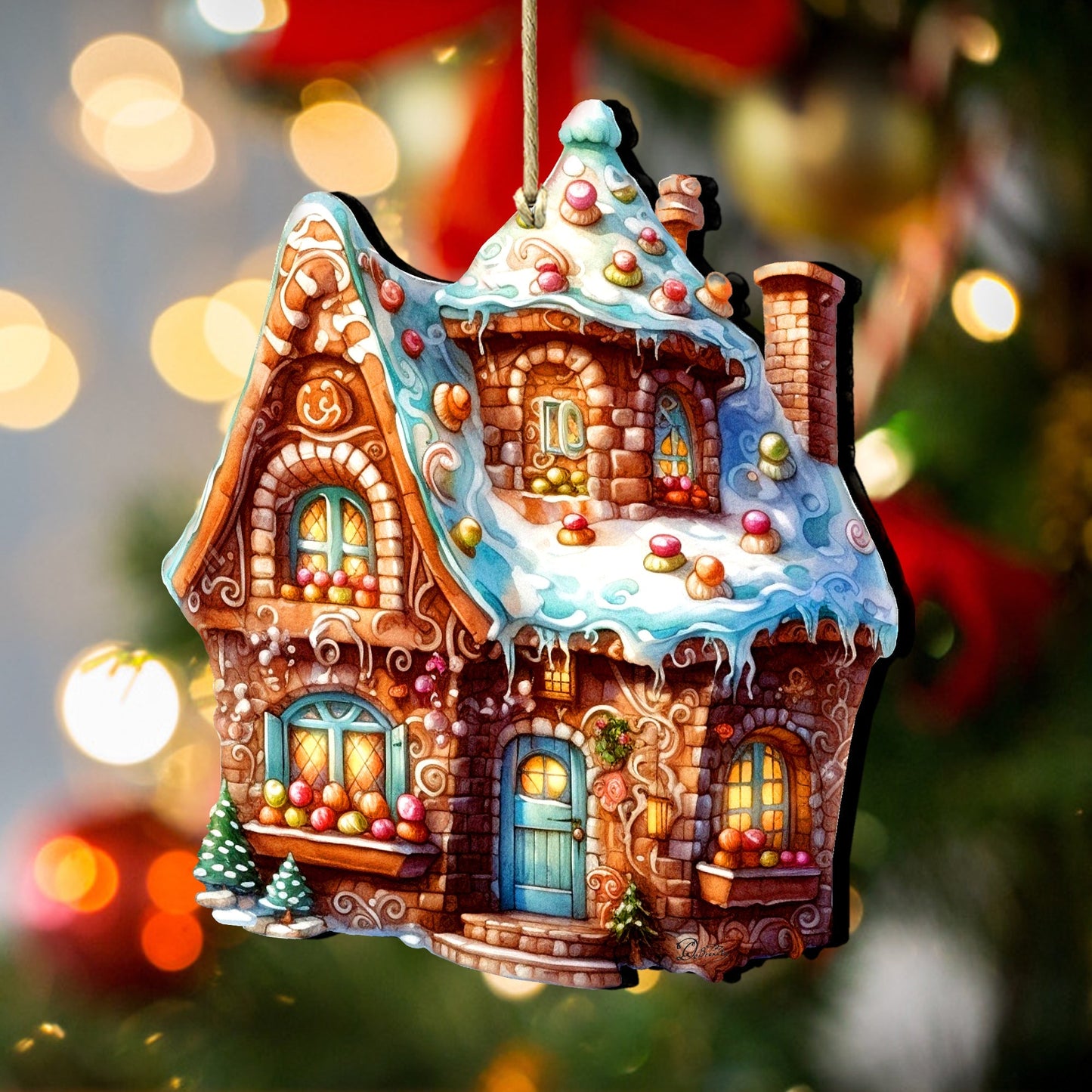 Gingerbread House Wooden Ornaments by G. Debrekht - Christmas Decor - 8100191-2