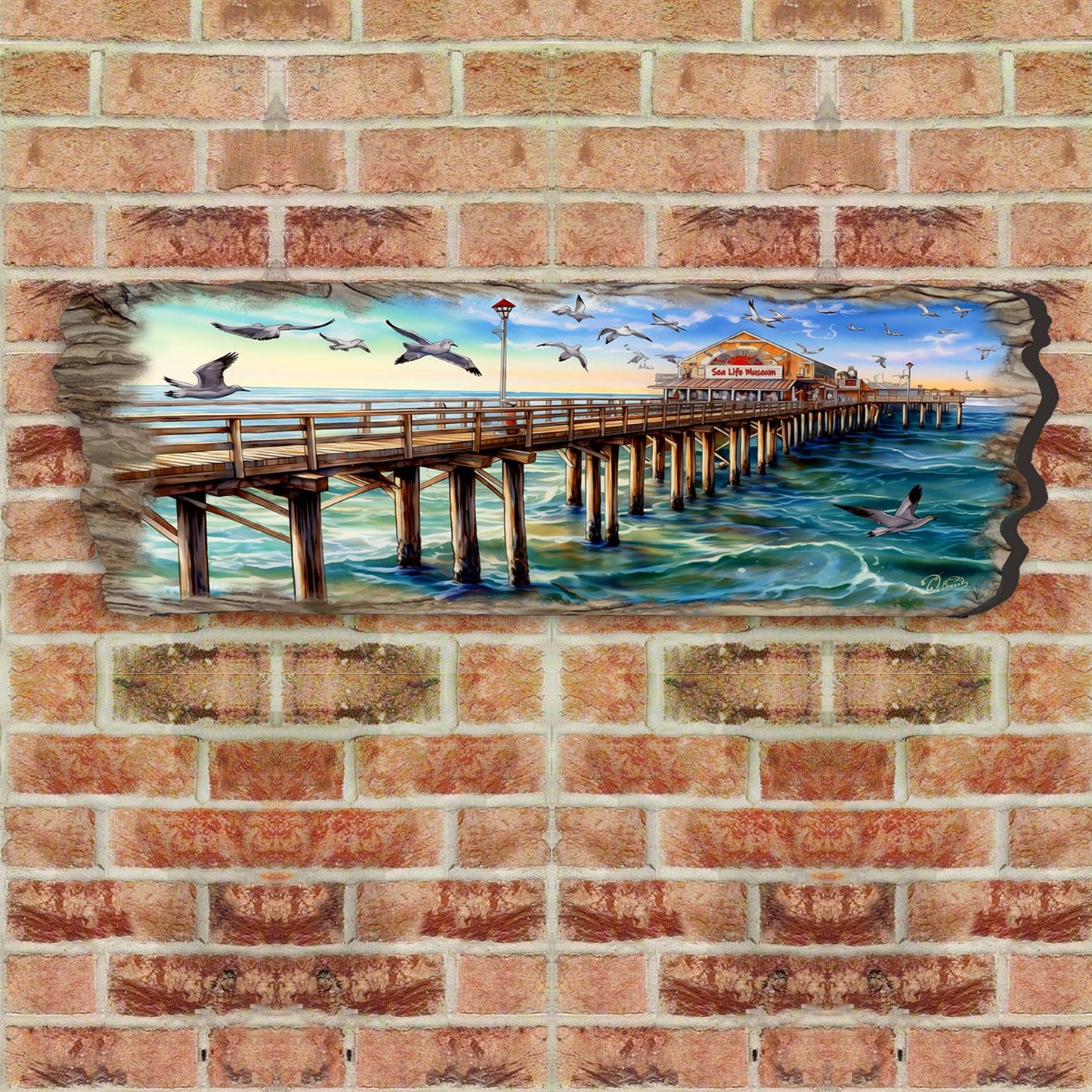 Pier Panorama Wooden Wall Art by G. DeBrekht Coastal Decor - 8491103W