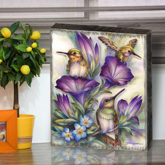 Everlasting Friendship Hummingbirds Wooden Wall Art by J. Bergsma - Nature Wildlife Decor - 85922936B-JB