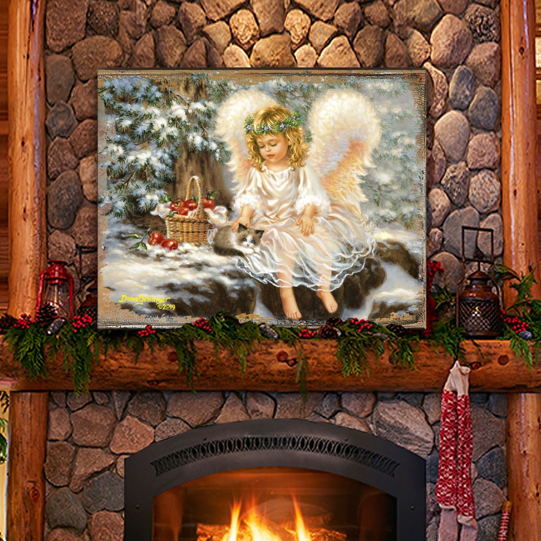 American Angel Winter Companions Wooden Wall Art by D. Gelsinger - Nativity Holiday Decor - 95657B-0718
