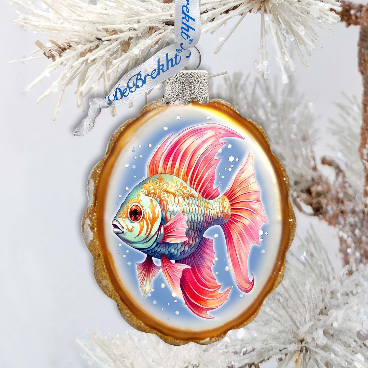Coastal Decorations - Red Fins Fish Keepsake Glass Ornaments by G. Debrekht - Christmas Decor - 777408