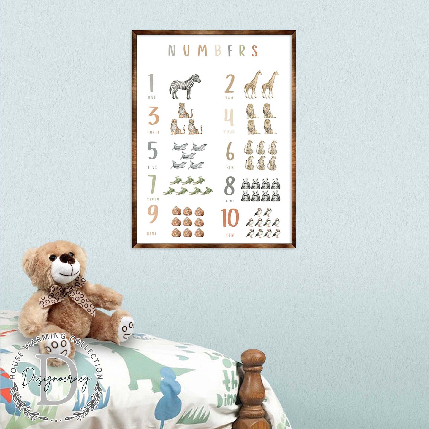 Nature Number Wall Decor - ABC 123 Kids - Homeschool I Educational Poster - Art for kids - Alphabet - Wooden Classroom Decor - 310213