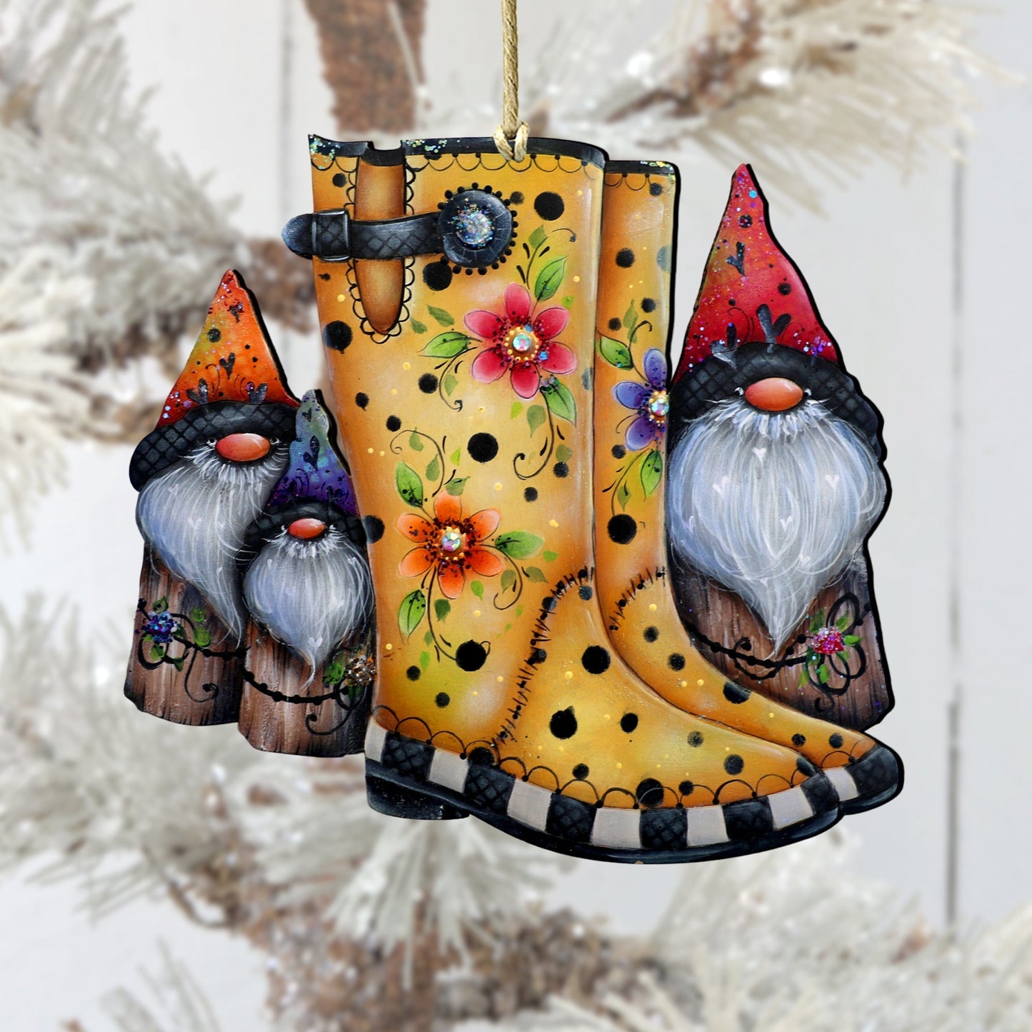 Hello Fall Boots Wooden Ornaments by Jamie Mills-Price Thanksgiving Decor - 8611062-2-MP