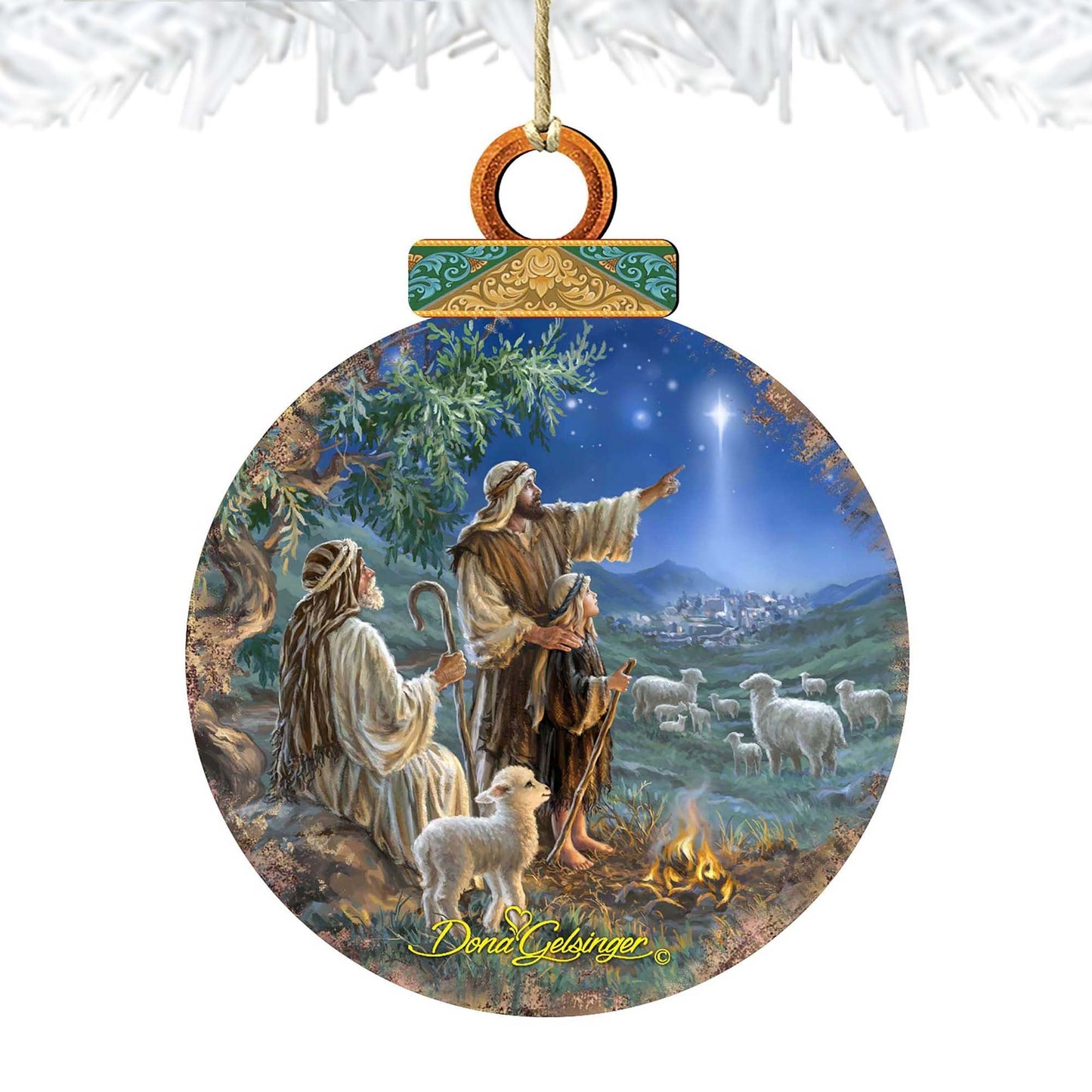 Shepherd Gliding Star Wooden Ornaments by Gelsinger - Nativity Holiday Decor - 8021121-2-1557