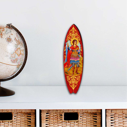St. Michael Surfboard Coastal Outdoor Decor Large Ornament by G. DeBrekht - Coastal Holiday Decor - 8490105MS
