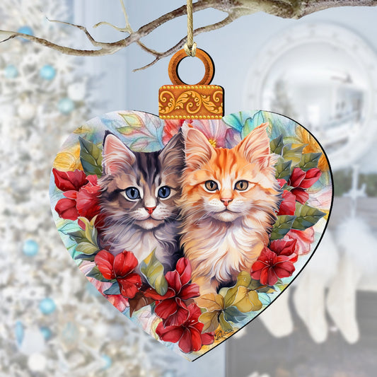 Cute Kittens Wooden Ornaments by G. Debrekht Pets Decor - 8611091