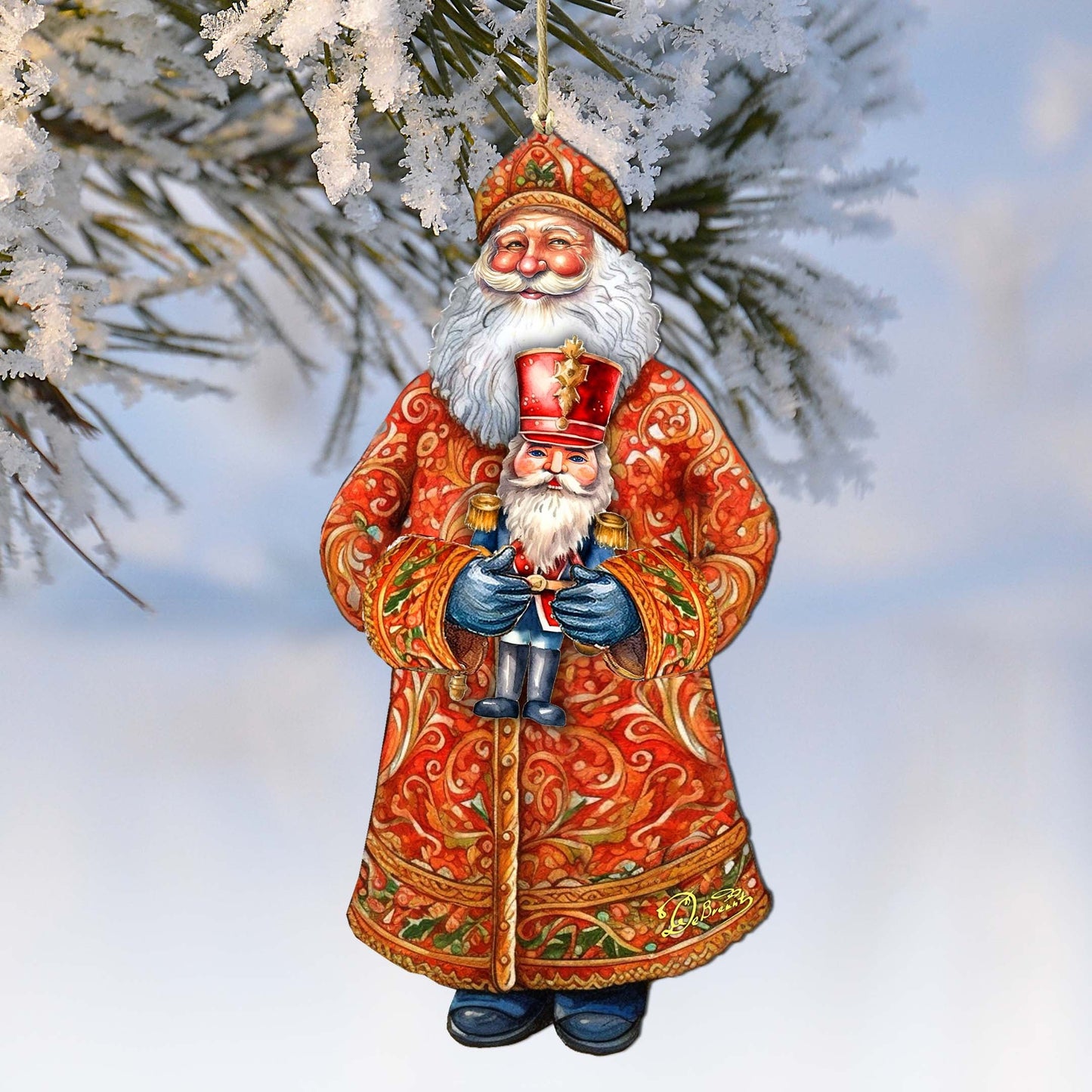 Santa's Holiday Nutcracker Wooden Ornaments by G. Debrekht - Christmas Santa Snowman Decor - 8691401