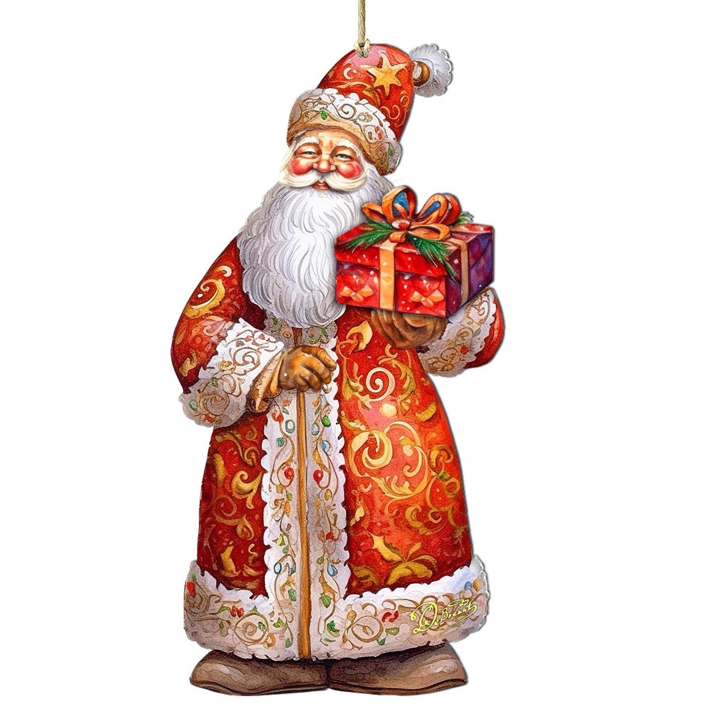 St. Nick's Gift Wooden Ornaments by G. Debrekht - Christmas Santa Snowman Decor - 8691410