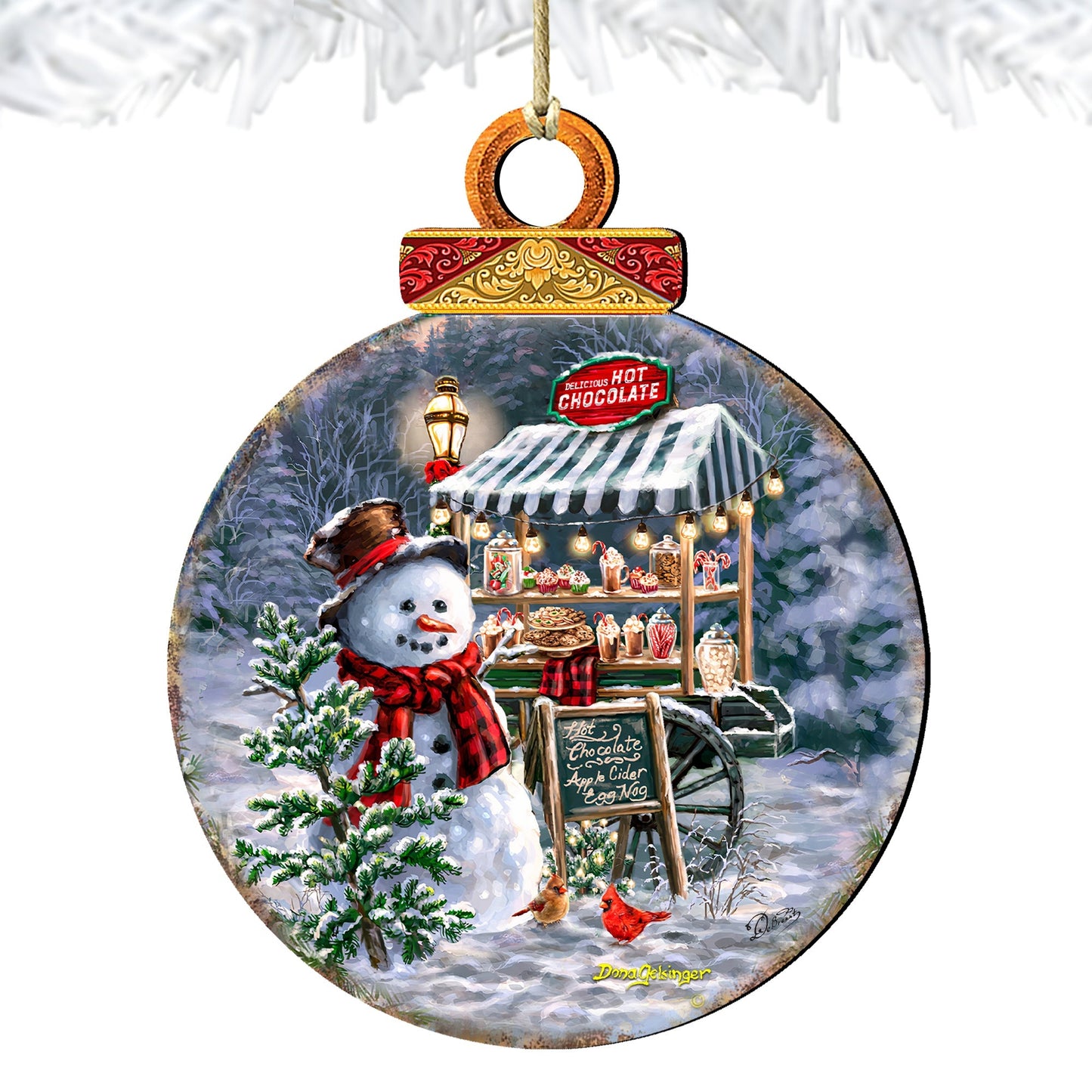 Hot Chocolate Stand - Frosty Fun Wooden Ornaments by D. Gelsinger Christmas Santa Snowman Decor - 8611087-DG