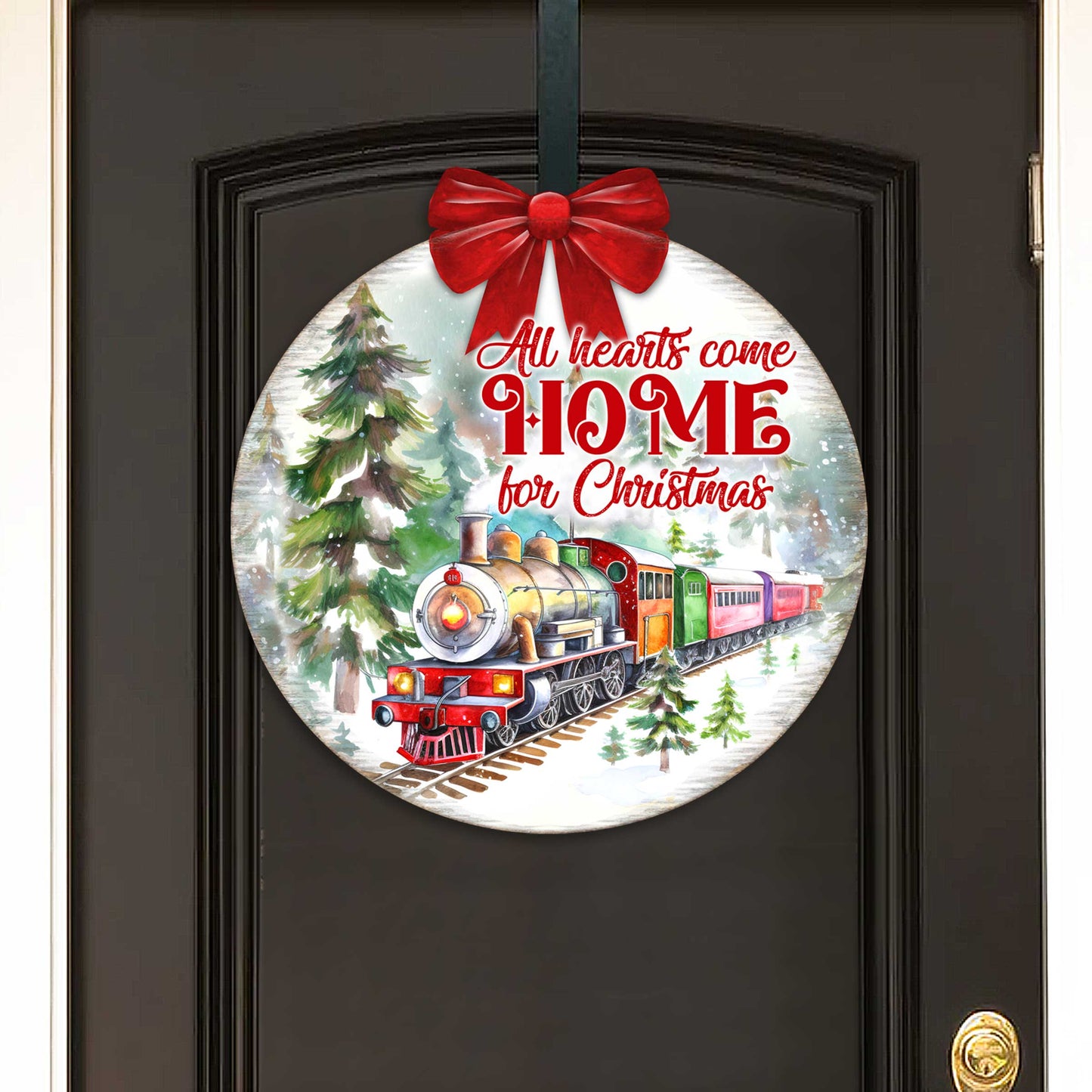All Hearts Come Home for Christmas Sign Front door welcome sign Main entrance banner Welcome sign - Wooden front porch decor - 933115H