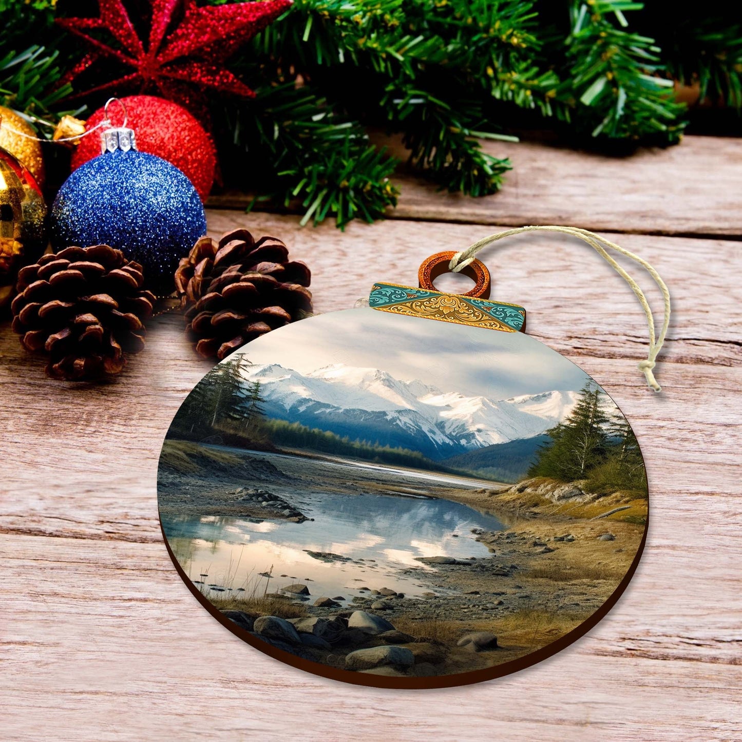 The Majesty of Alaskan Wilderness Wooden Ornaments by G.Debrekht - Wildlife Holiday Decor - 870074