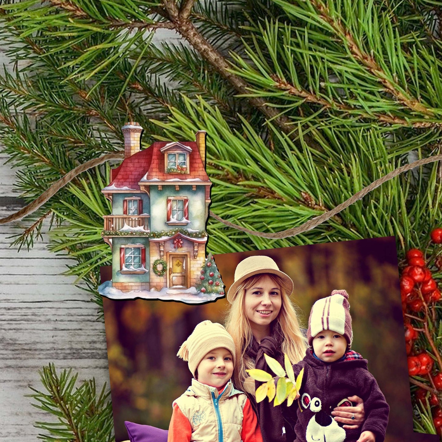 Dream Houses Decorative Wooden Clip-on Ornaments Set of 6 by G. Debrekht - Christmas Decor - 8090029C-S6